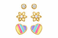 Pearly Daisy & Hearts Earring Set
