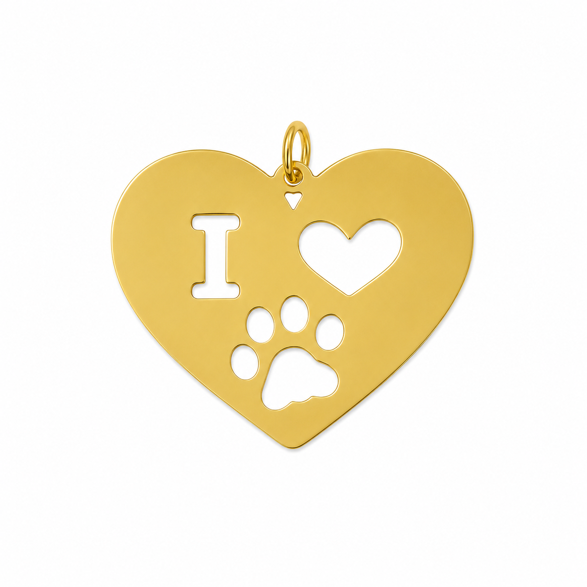 "I Love Pet" Heart Charm | 18k Gold Plated
