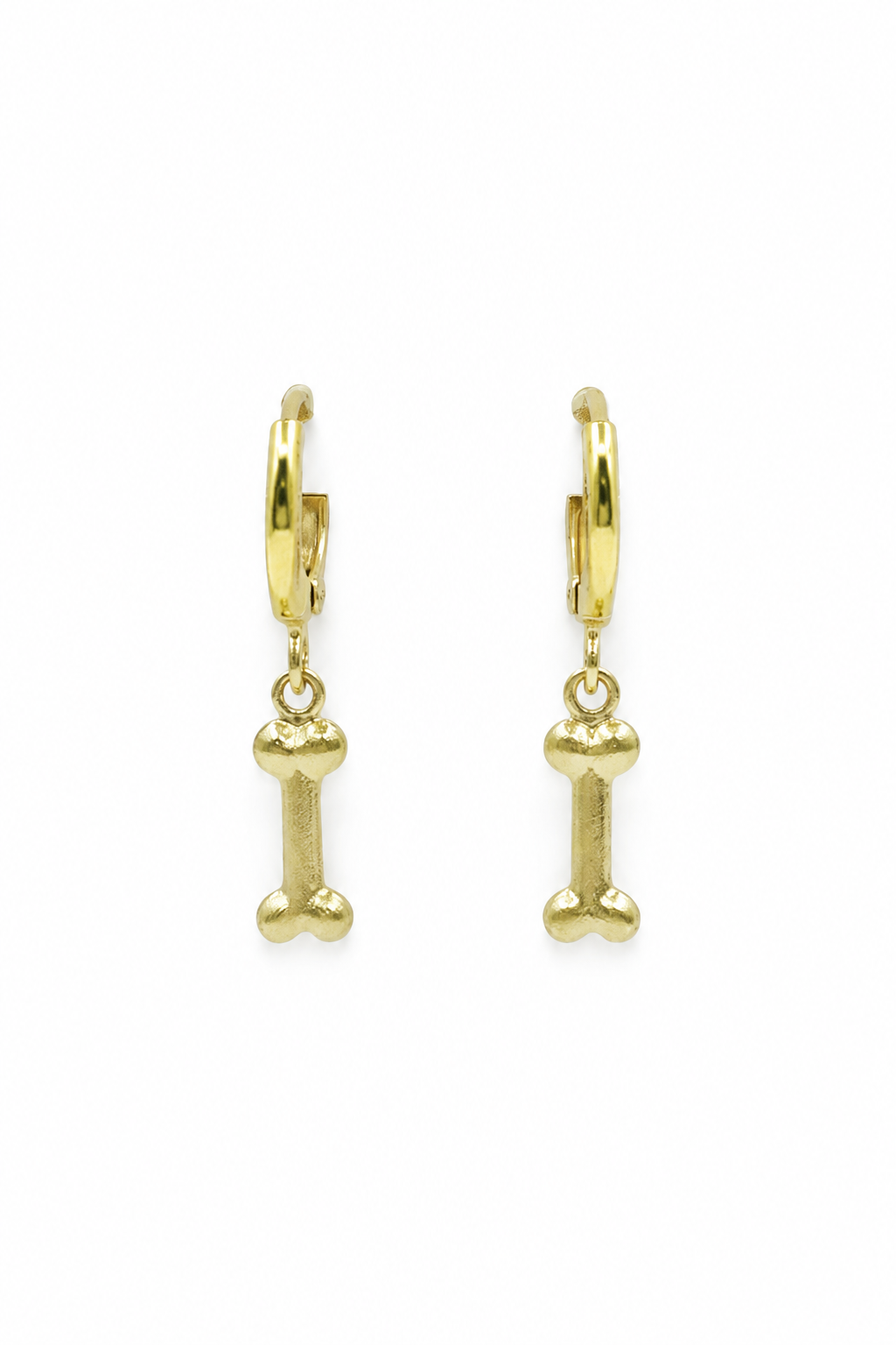 Hoop Earrings with Bone Charm | 18k Gold Plated
