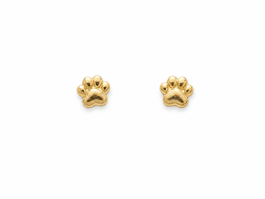 Paw Print Stud Earrings | 18k Gold Plated