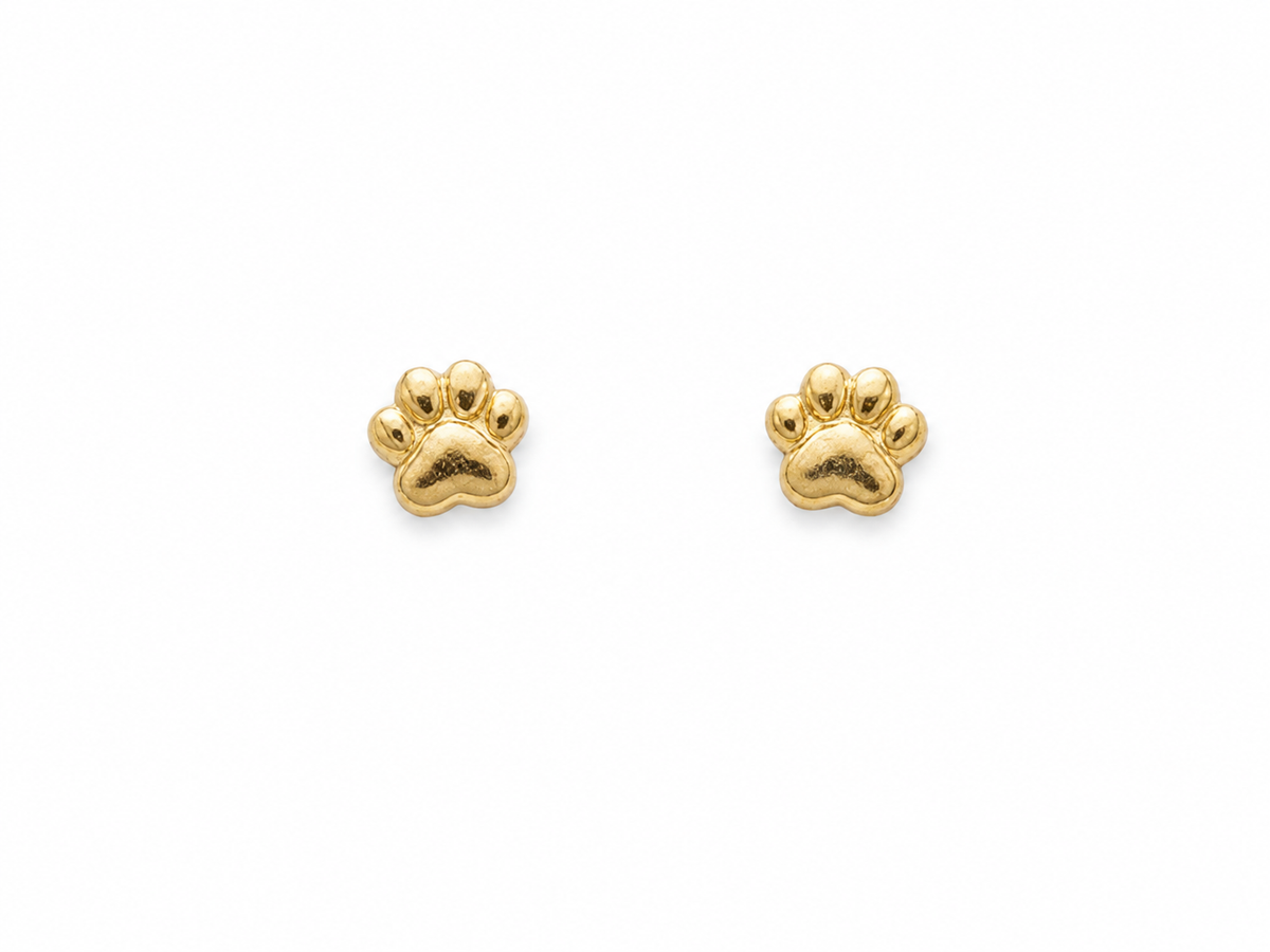 Paw Print Stud Earrings | 18k Gold Plated