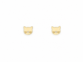 Cat Face & Heart Stud Earrings | 18k Gold Plated