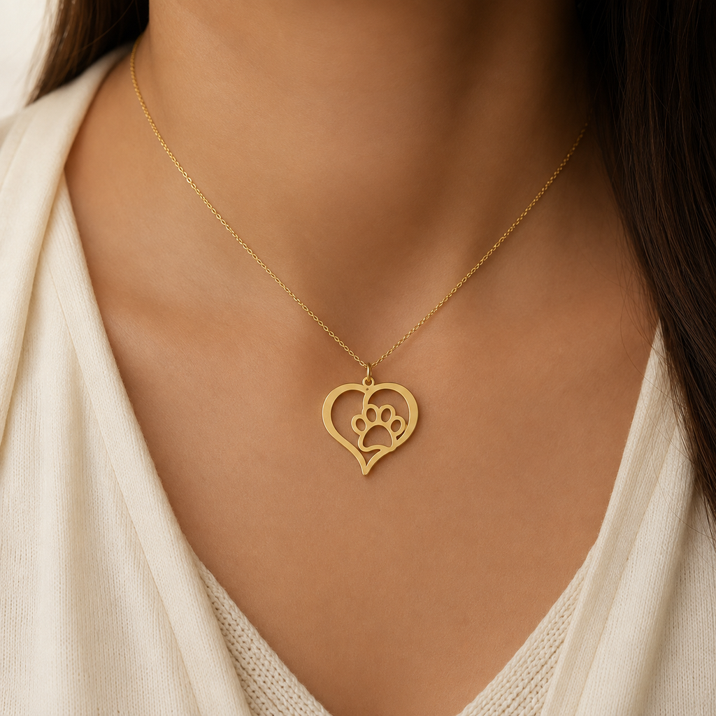 Heart & Paw Print Charm | 18k Gold Plated