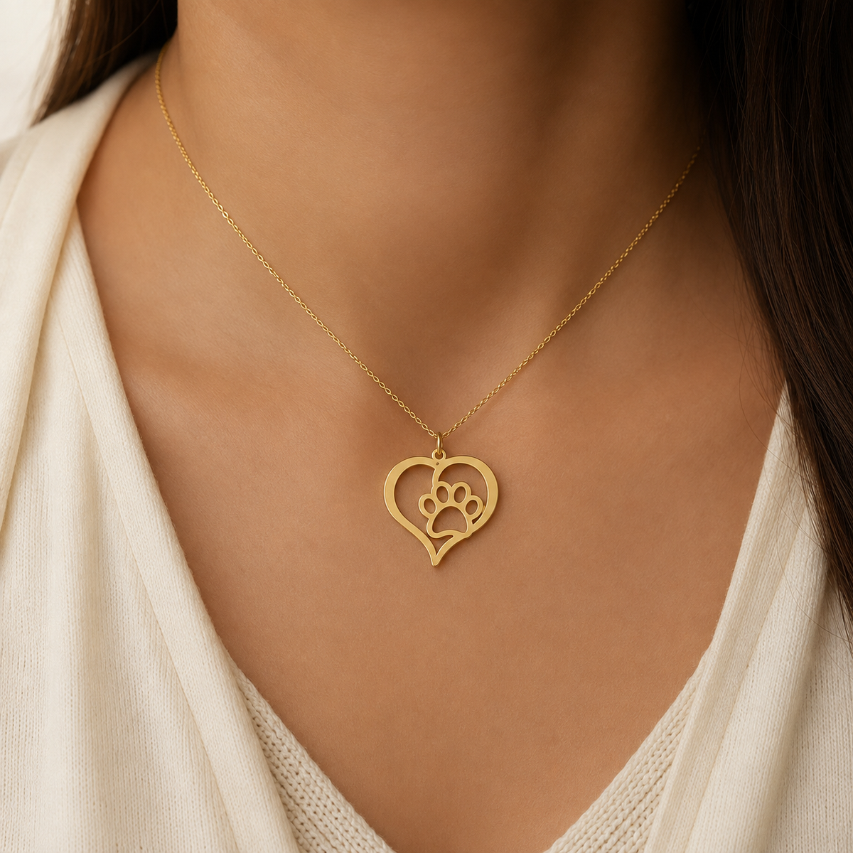 Heart & Paw Print Charm | 18k Gold Plated