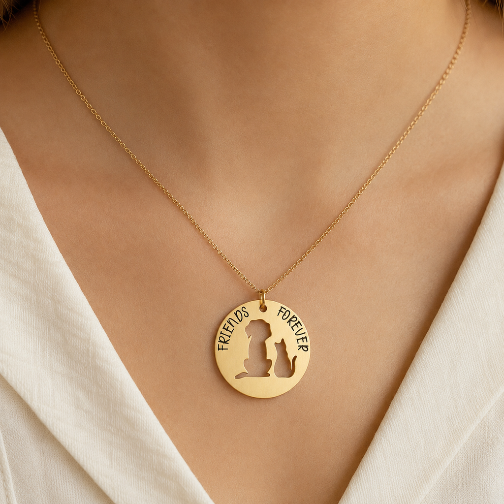 "Friends Forever" Dog & Cat Charm | 18k Gold Plated