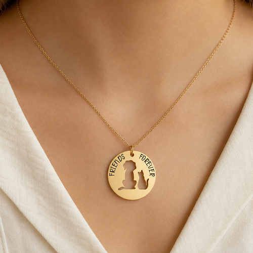 "Friends Forever" Dog & Cat Charm | 18k Gold Plated