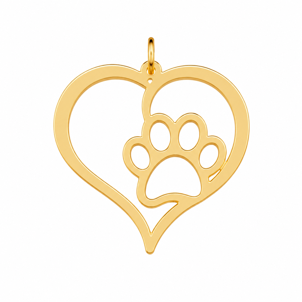 Heart & Paw Print Charm | 18k Gold Plated