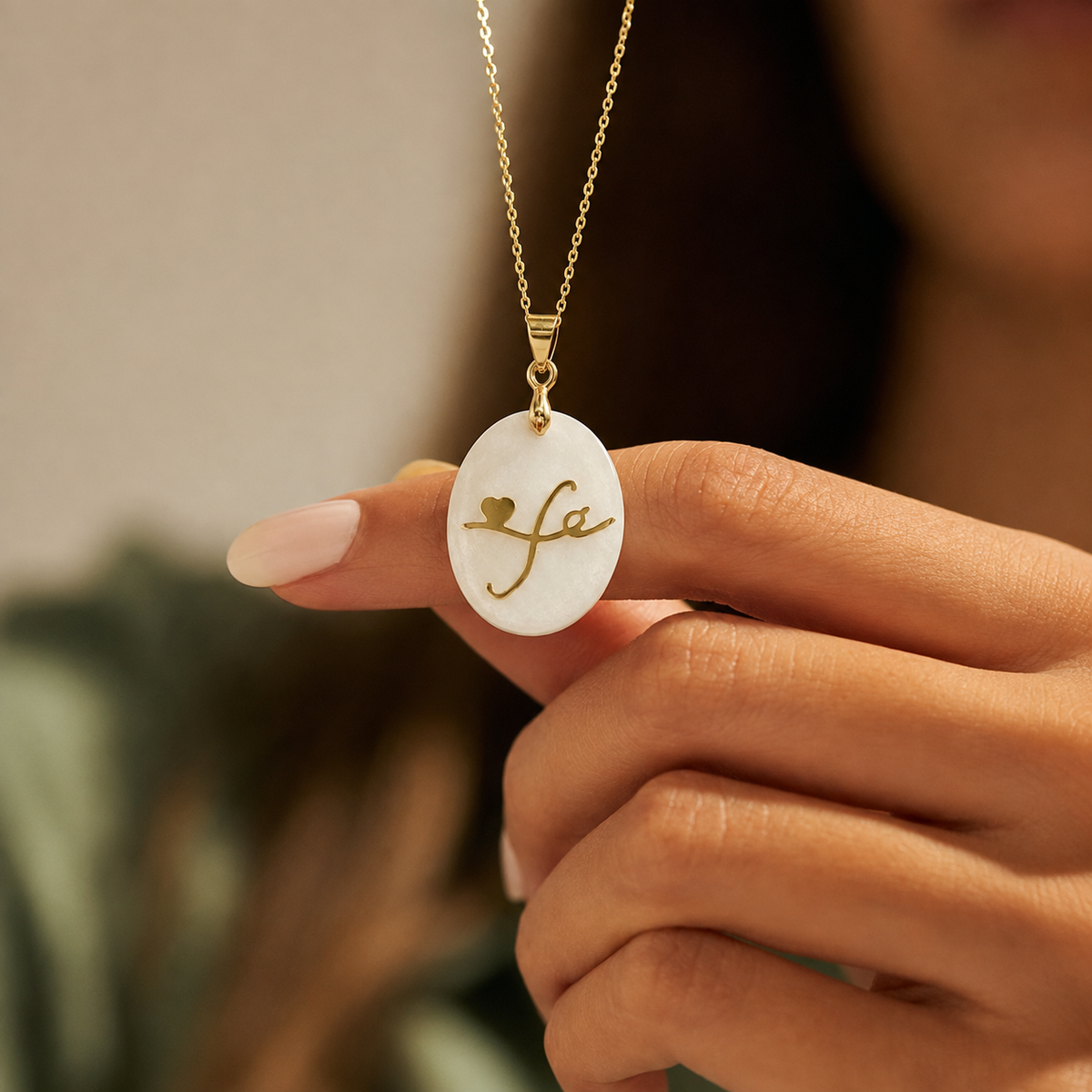 18K Gold-Plated Natural Stone Love Charm