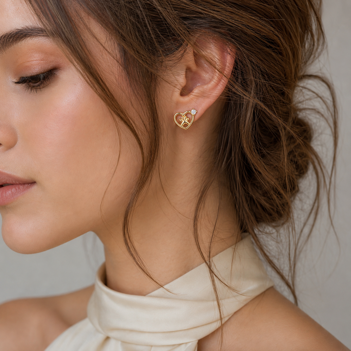 Heart & Paw Print Stud Earrings | 18k Gold Plated