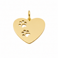 Heart with Two Paw Prints Charm | 18k Gold Plated