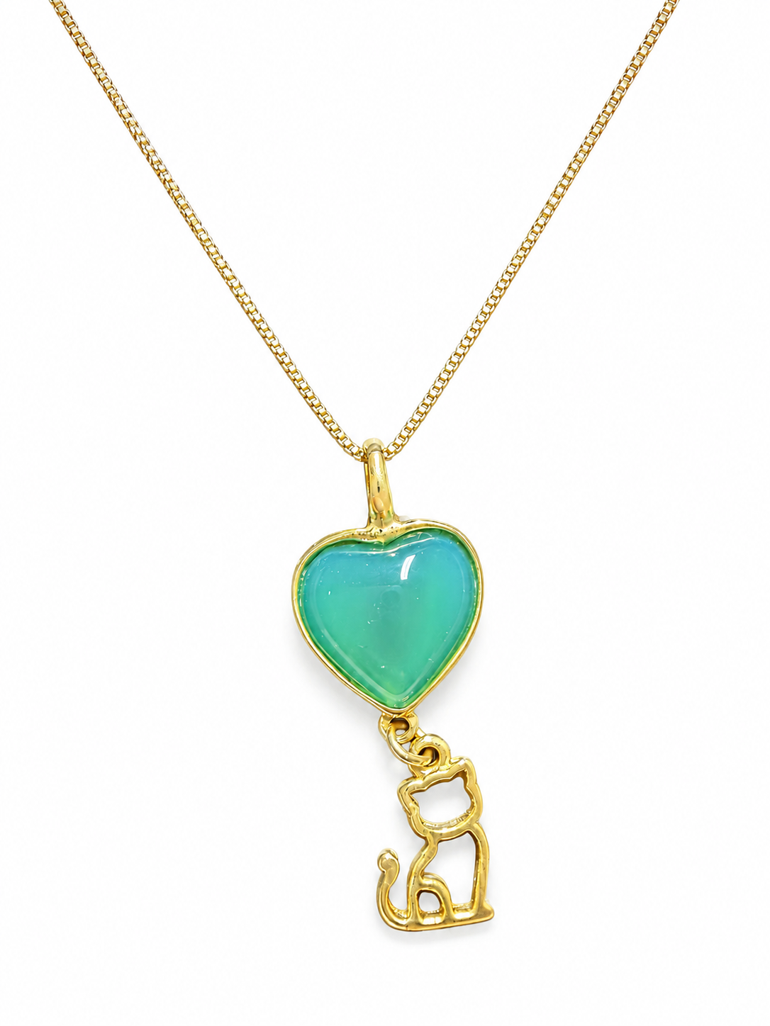 Heart Necklace with Kitten - 18k Gold Plated | For Cat Moms