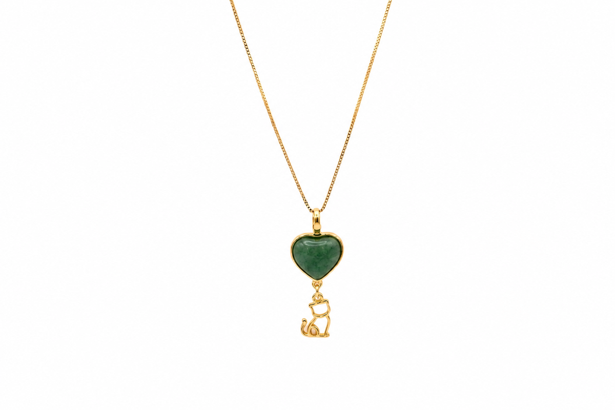 Heart Necklace with Kitten - 18k Gold Plated | For Cat Moms