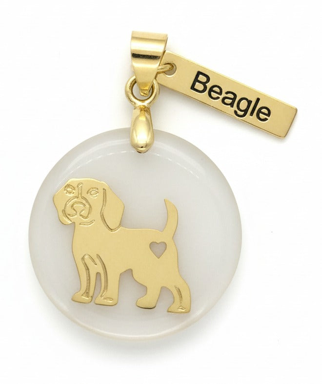 Beagle Charm on Mother-of-Pearl | 18k Gold Plated