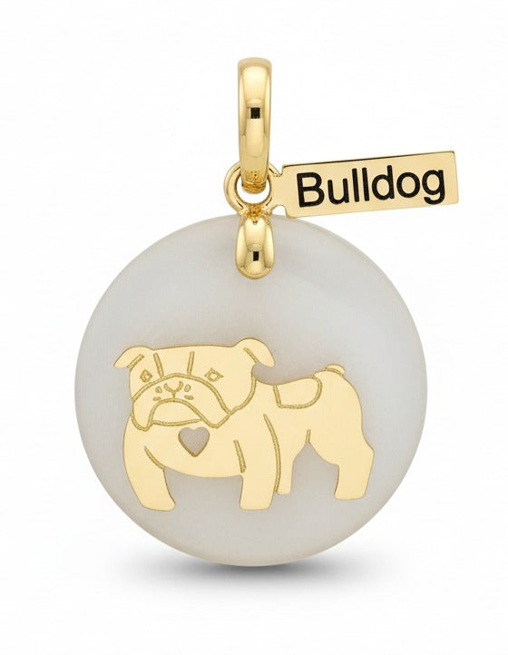 18K Gold-Plated Natural Stone Bulldog Charm