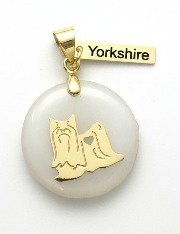 18K Gold-Plated Natural Stone Yorkshire Terrier Charm