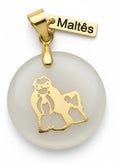 18K Gold-Plated Natural Stone Maltese Charm