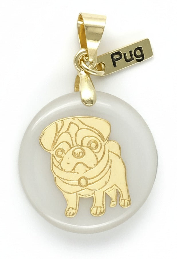 Pug Charm on Mother-of-Pearl | 18k Gold Plated