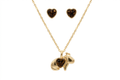Capybara Necklace & Earrings Set - Pyrite