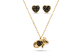 Capybara Necklace & Earrings Set - Black Tourmaline