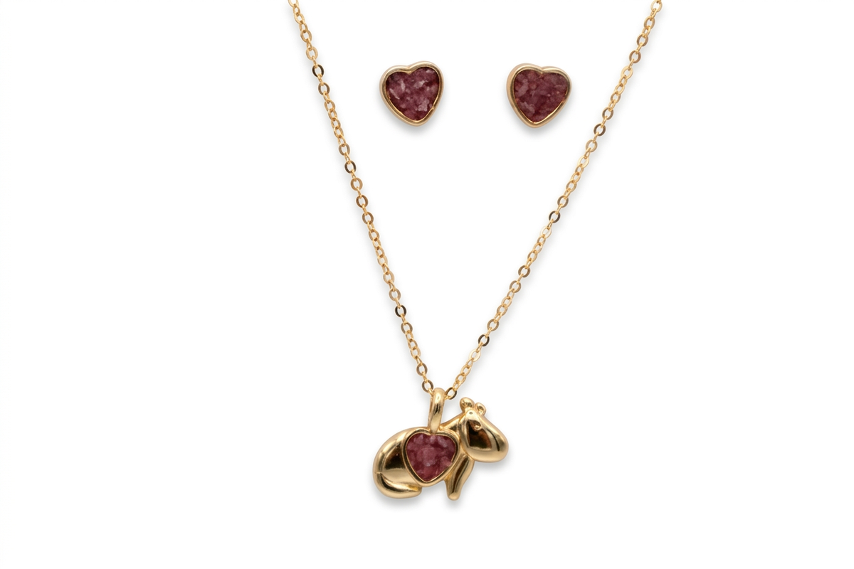 Capybara Necklace & Earrings Set - Citrine