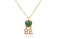 Heart & Dogs Necklace - Green Jade