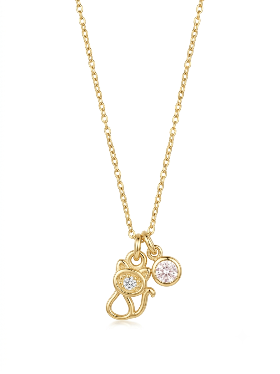 Crystal Bone & Paw Charm Necklace