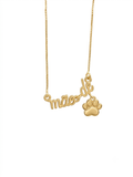 Bone & Paw Heart Necklace with Crystal Heart