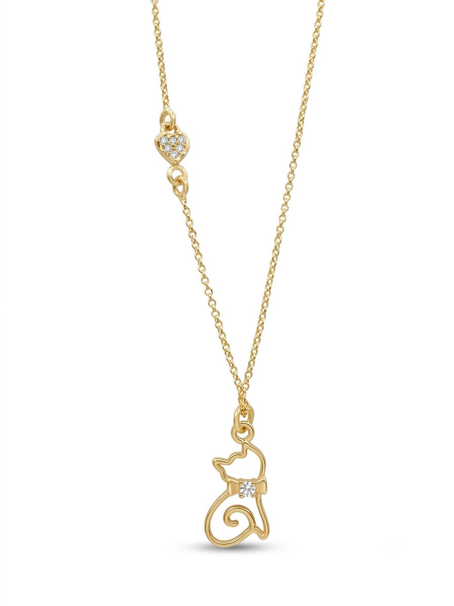 Paw, Heart & Crystal Charm Necklace