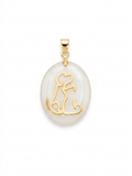 18K Gold-Plated Dog & Cat Charm with Natural White Stone