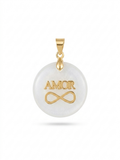 18K Gold-Plated “Amor” Infinity Charm with Natural White Stone