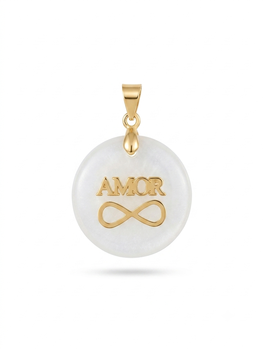 18K Gold-Plated “Amor” Infinity Charm with Natural White Stone