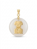 8K Gold-Plated Dog Charm with Natural White Stone