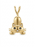 18K Gold-Plated 3D Cat Charm with Sparkling Accents