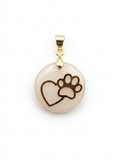 18K Gold-Plated Paw & Heart Charm with Natural White Stone
