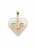 18K Gold-Plated Triple Heart Charm with Natural White Stone