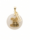 18K Gold-Plated “Eu Amo” Dog Charm with Natural White Stone