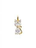 18K Gold-Plated Cat Charm with Sparkling Accents