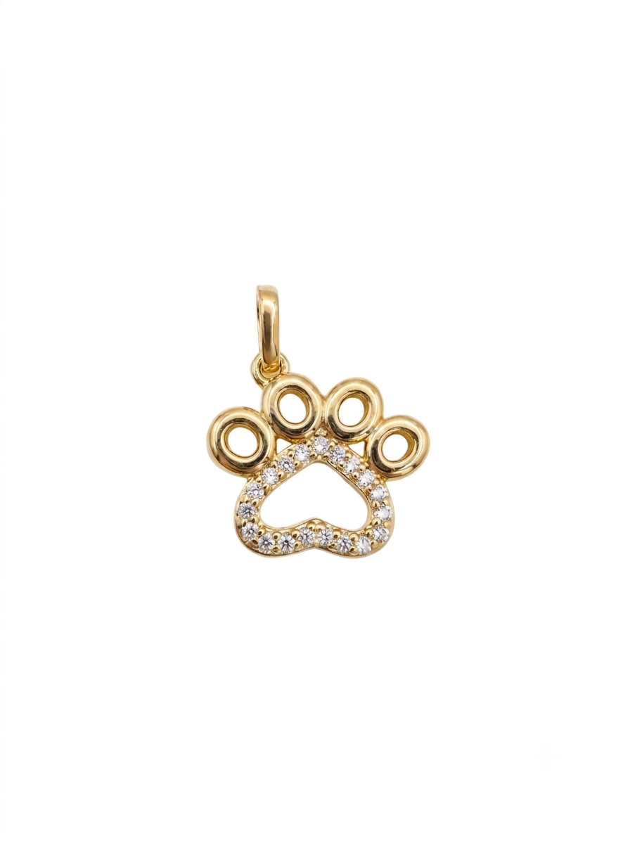 18K Gold-Plated Sparkling Paw Charm
