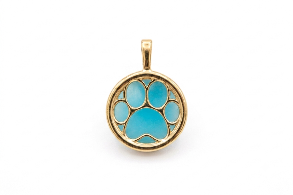 18K Gold-Plated Paw Charm with Natural Blue Stone