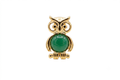 18K Gold-Plated Owl Charm with Natural Green Stone