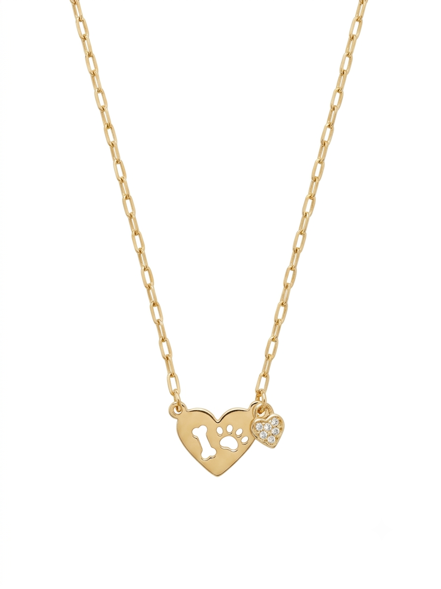 Layered Dog & Stone Necklace - Red