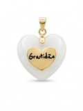 18K Gold-Plated “Gratidão” Heart Charm with Natural White Stone