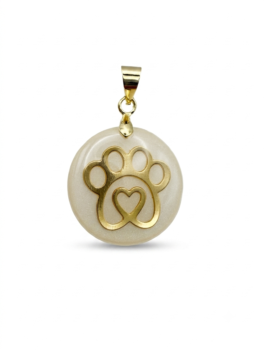18K Gold-Plated Natural Stone Paw & Heart Charm