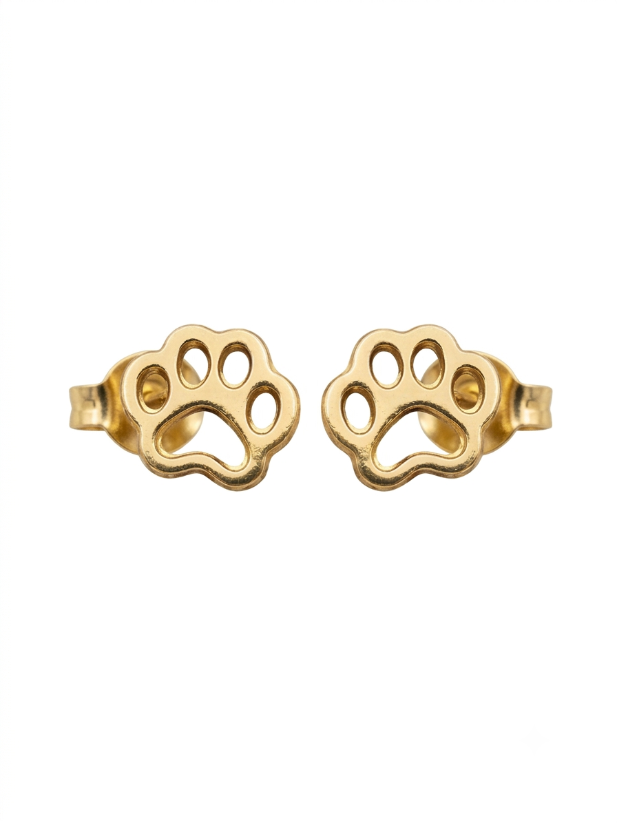 Openwork Paw Print Stud Earrings | 18k Gold Plated