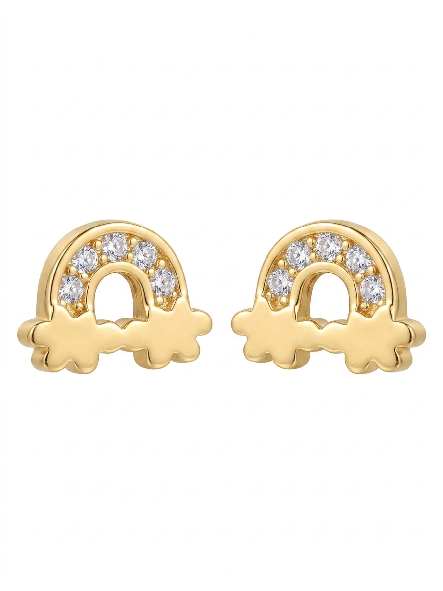 Rainbow Cloud Stud Earrings with Cubic Zirconia | 18k Gold Plated