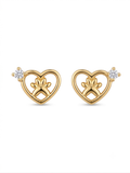 Heart & Paw Print Stud Earrings | 18k Gold Plated