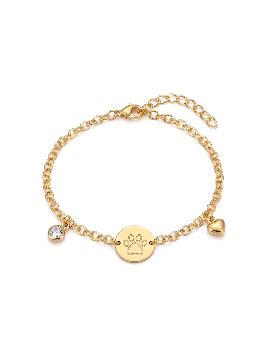 Paw Print Medallion Bracelet - 18k Gold Plated | A Little Gem for Dog Moms
