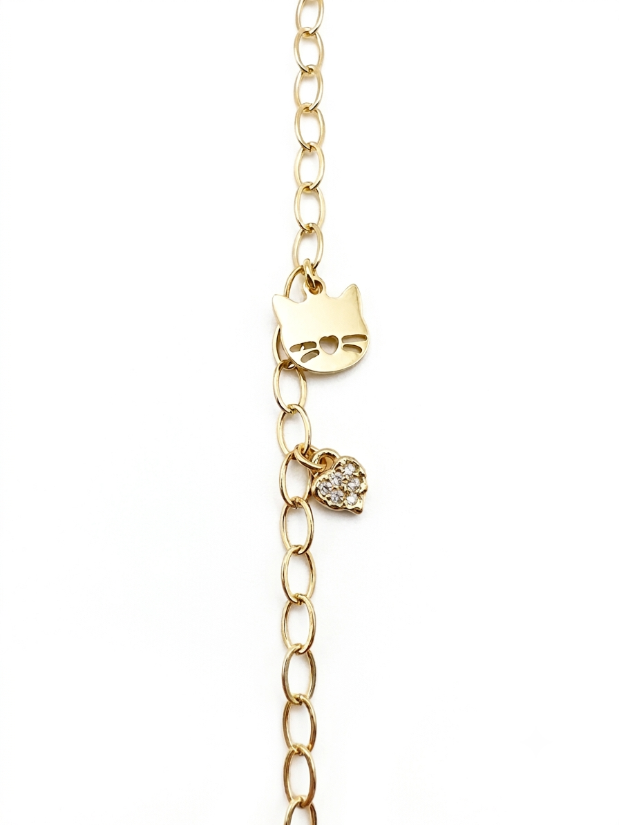 Cat Face & Heart Bracelet - 18k Gold Plated | For Cat Moms