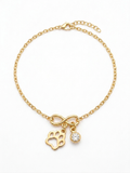 Gold Infinity Paw & Crystal Charm Bracelet