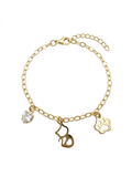 Cat Mom Bracelet with Silhouette & Paw Print - 18k Gold Plated